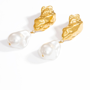 Boucles D'Oreilles Pendantes Géométriques En Acier Inoxydable Étanche Couleur Or h5