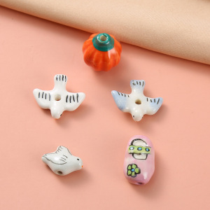 1 Pièce De Perle En Céramique Pour Bijoux À Faire Soi-Même, Motif Oiseau h5 Image2