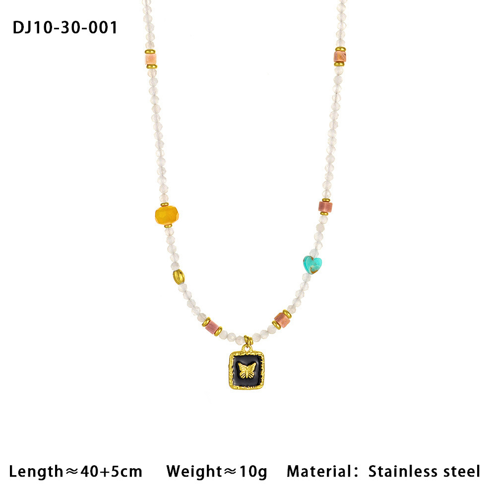 Colliers Pendentifs Pour Femmes En Acier Inoxydable Imperméable Avec Perles Papillon Exquises Image2