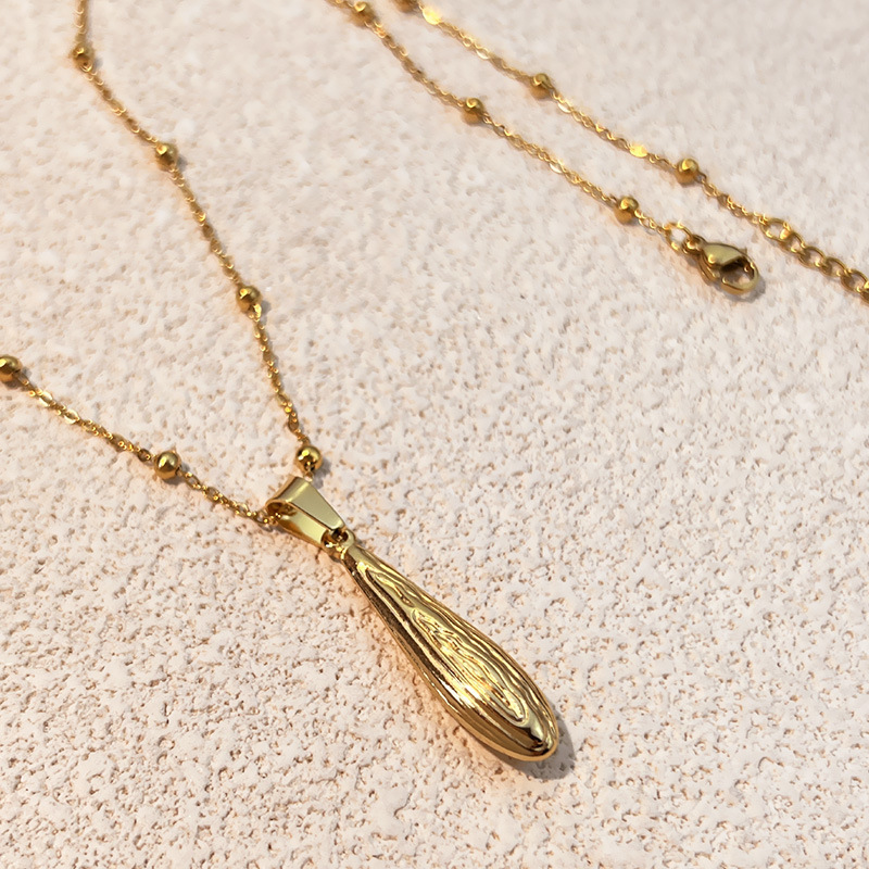 Collier Pendentif Étanche En Acier Inoxydable Couleur Or (1 Pièce) 