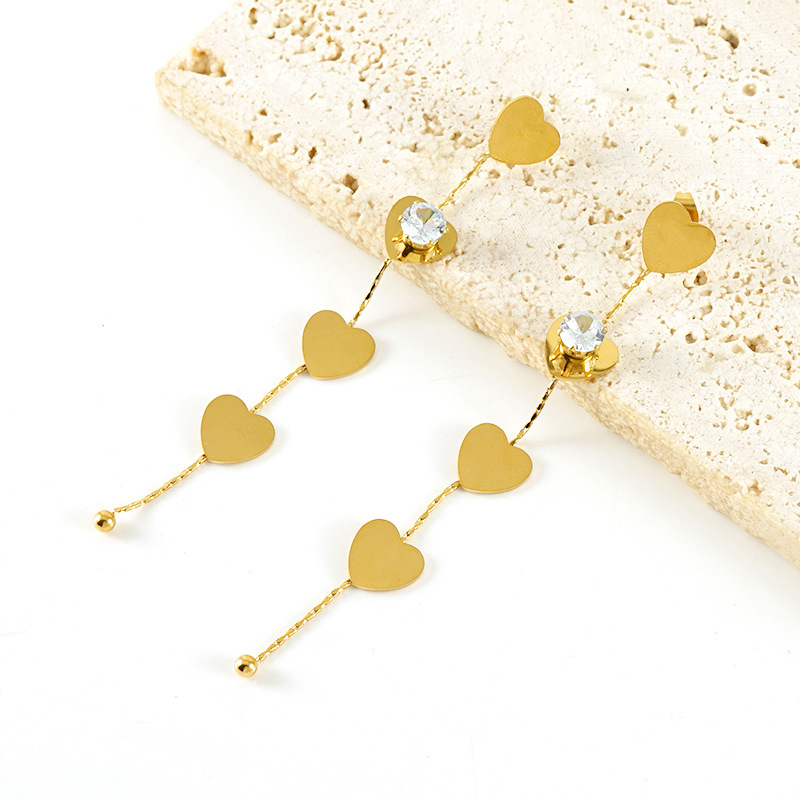 Boucles D'Oreilles Pendantes À Pompon En Acier Inoxydable Étanche Couleur Or Image4