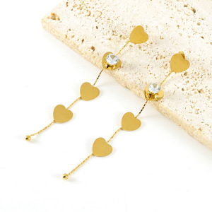 Boucles D'Oreilles Pendantes À Pompon En Acier Inoxydable Étanche Couleur Or h5 Image4