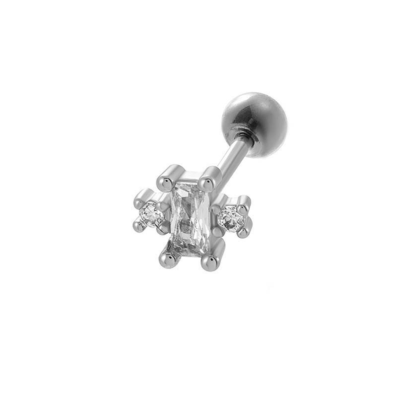 1 Pièce De Boucles D'Oreilles Piercing Pour Femme En Forme De Cœur Simple, Couleur Cuivre Et Or, Zircone