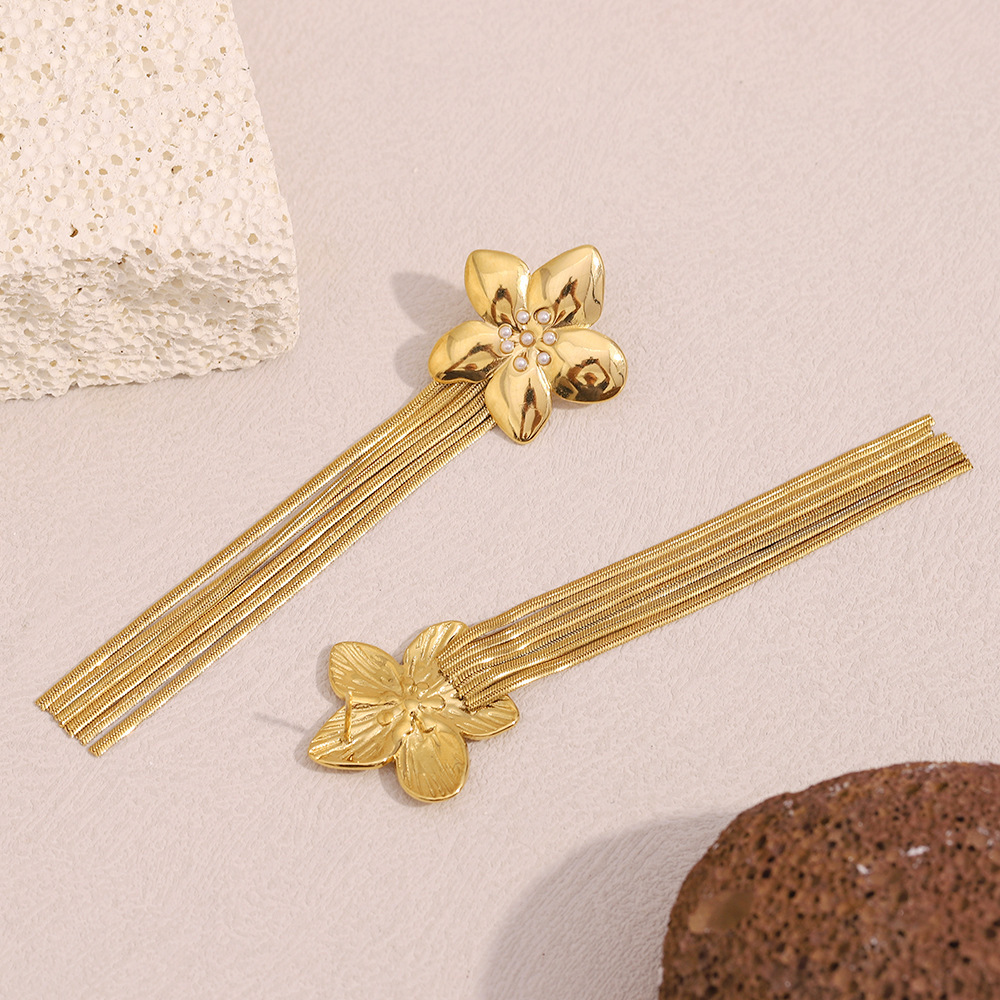 Boucles D'Oreilles Pendantes Élégantes À Pompon En Acier Inoxydable Imperméable Pour Femmes, Collection Simple Series h5Image3