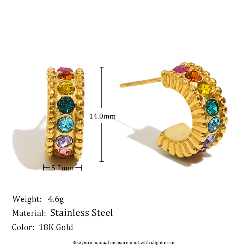Boucles D'Oreilles Puces Élégantes Et Imperméables En Acier Inoxydable Uni, Collection De Luxe (1 Pièce). h5Image2