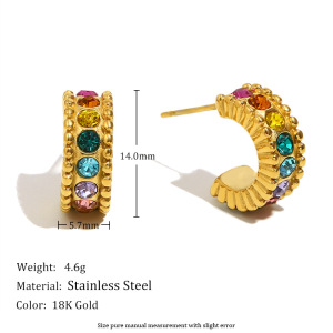 Boucles D'Oreilles Puces Élégantes Et Imperméables En Acier Inoxydable Uni, Collection De Luxe (1 Pièce). h5 Image2