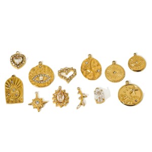 1 Paire De Pendentifs Unisexes Élégants Et Géométriques En Acier Inoxydable Doré Avec Zircon, De La Série Luxueuse h5 Image5
