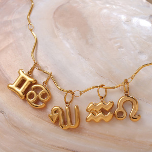 Pendentifs En Acier Inoxydable Étanche Couleur Or Représentant Les Douze Signes Du Zodiaque h5 Image3