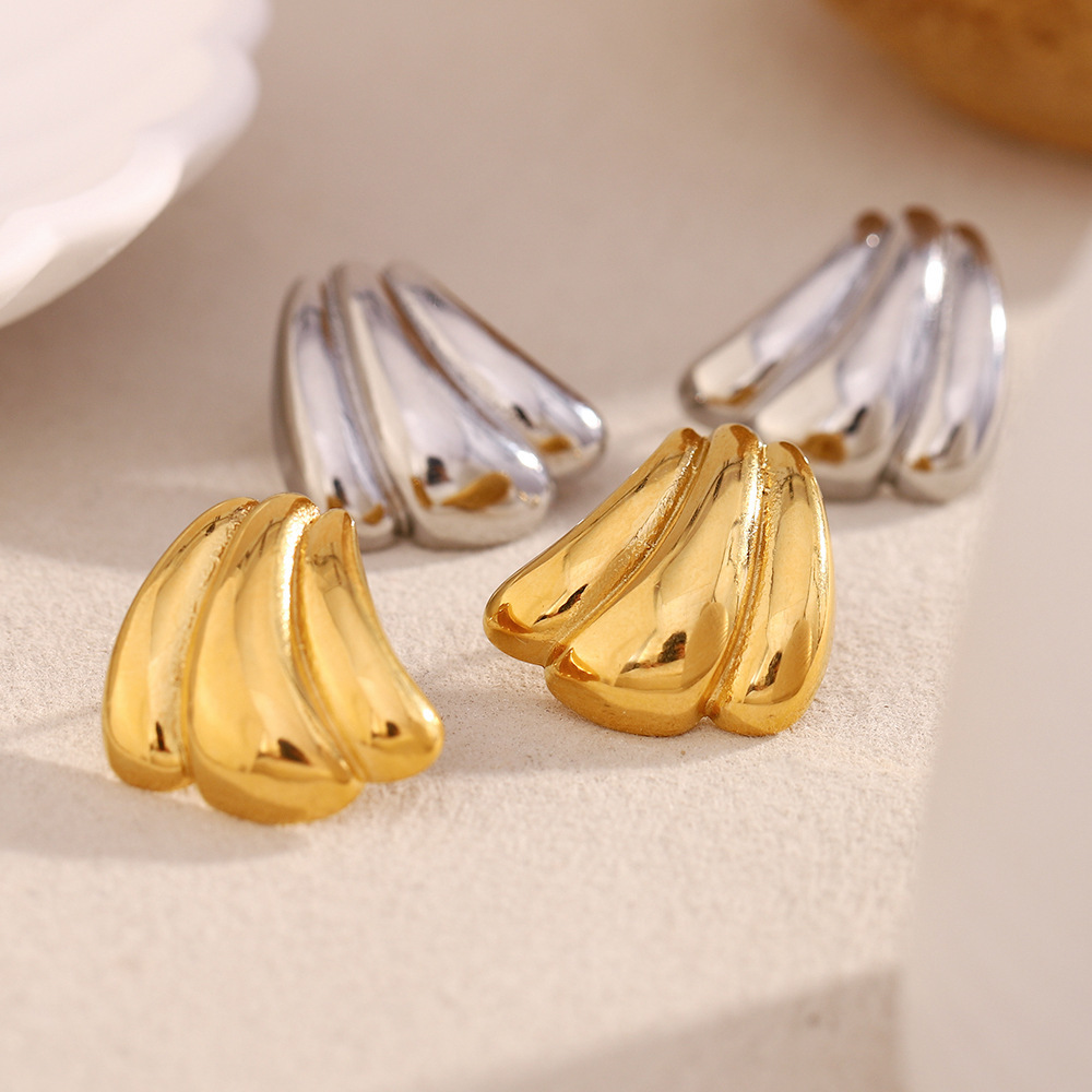 Boucles D'Oreilles Puces Élégantes Géométriques En Acier Inoxydable Imperméable Pour Femme (1 Pièce) Image3