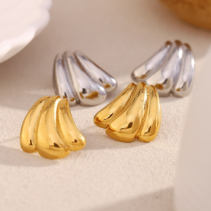 Boucles D'Oreilles Puces Élégantes Géométriques En Acier Inoxydable Imperméable Pour Femme (1 Pièce) h5 Image3