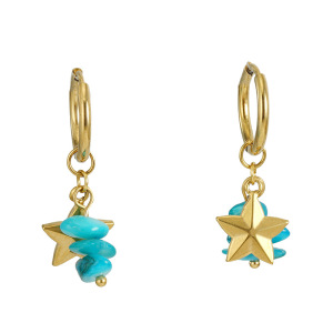 Boucles D'Oreilles En Acier Inoxydable Imperméable Avec Perles Dorées En Forme D'Étoile h5