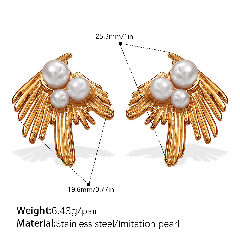 Boucles D'Oreilles Puces Feather En Acier Inoxydable Étanche Couleur Or
