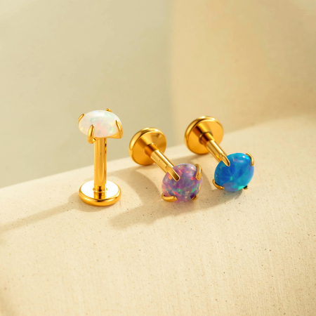 Boucles d'oreilles piercing en acier inoxydable étanche couleur or (1 pièce)