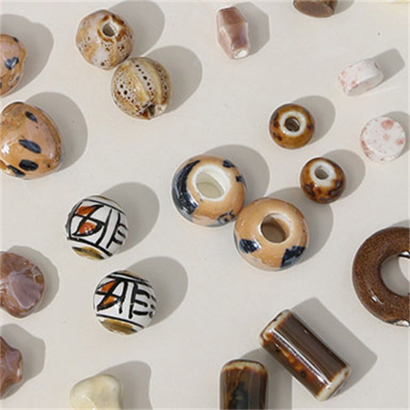 1 pièce de perle en céramique de la série Brown pour bijoux à faire soi-même 2