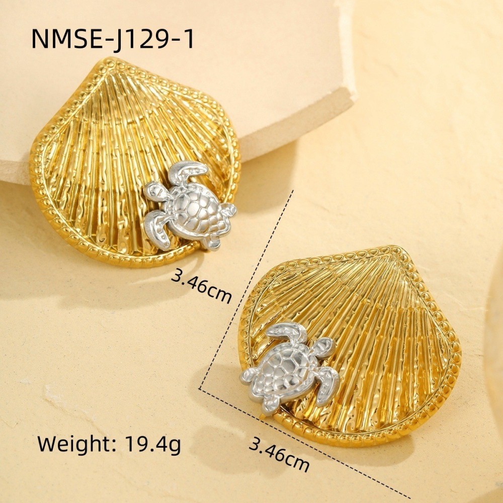 1 Paire De Boucles D'Oreilles Pendantes En Acier Inoxydable Pour Femme, Série Romantique, Motif Tortue Simple
