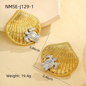 1 Paire De Boucles D'Oreilles Pendantes En Acier Inoxydable Pour Femme, Série Romantique, Motif Tortue Simple h5