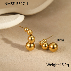 Boucles D'Oreilles Pendantes Pour Femme, En Acier Inoxydable Doré, Imperméables, Avec Perles, Collection Simple Series (1 Paire). h5 Image2