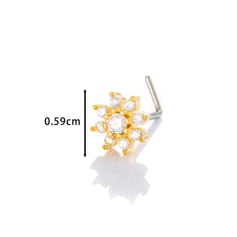 1 Pièce De Clou De Nez En Forme De Fleur En Cuivre Doré Et Zircon Pour Femme h5Image2
