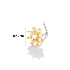 1 Pièce De Clou De Nez En Forme De Fleur En Cuivre Doré Et Zircon Pour Femme h5 Image2