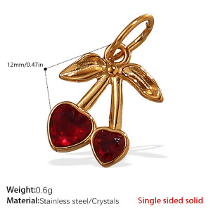 Pendentifs En Acier Inoxydable Couleur Or, Étanches, Couleur Cerise h5