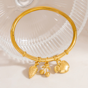 Bracelets À Breloques Pour Femmes, En Acier Inoxydable, Étanches, Couleur Or, Avec De Jolis Fruits h5 Image5