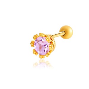 1 Pièce De Boucles D'Oreilles Piercing Pour Femme En Forme De Cœur Simple, Couleur Cuivre Et Or, Zircone h5