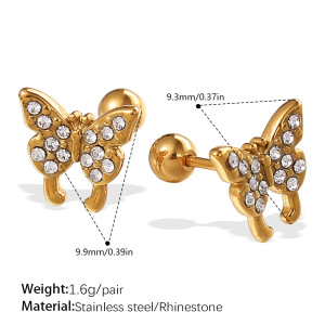 Boucles D'Oreilles Piercing Animaux En Acier Inoxydable Étanche Couleur Or h5 