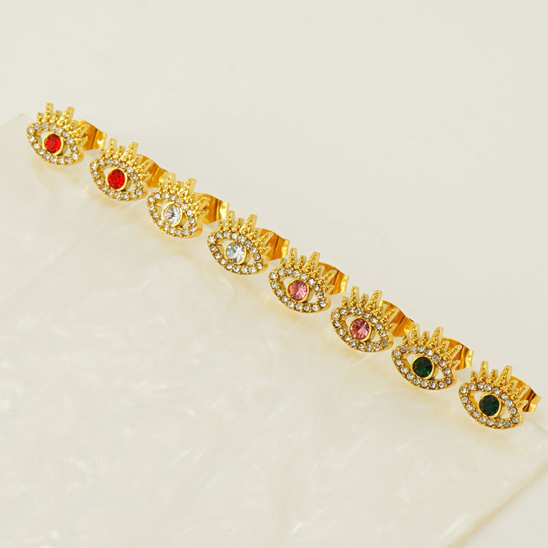 Boucles D'Oreilles Piercing Œil De Diable En Acier Inoxydable Étanche Couleur Or Image4
