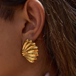 Boucles D'Oreilles Puces En Acier Inoxydable Étanche Couleur Or, En Forme De Coquillage h5 Image3