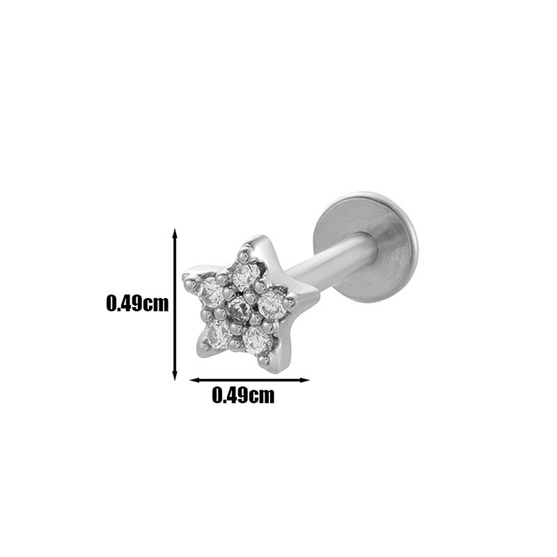 1 Pièce De Boucles D'Oreilles Piercing Pour Femme En Forme De Fleur Simple, Couleur Cuivre Et Or, Zircone Image2