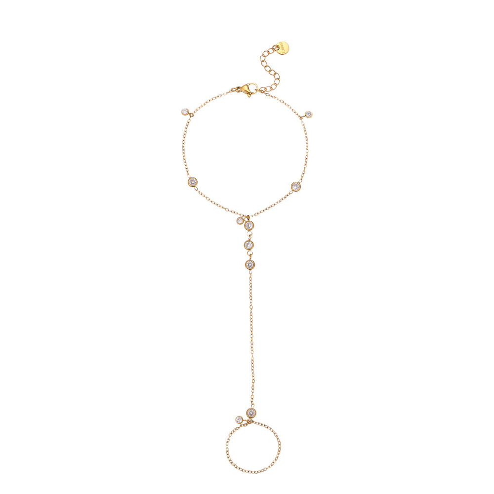 Bracelet Chaîne Élégant Et Simple En Acier Inoxydable Étanche Couleur Or Pour Femme (1 Paire) Image5