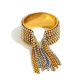 Bague ouverte à pompon et perles rondes - Deux couleurs Image4