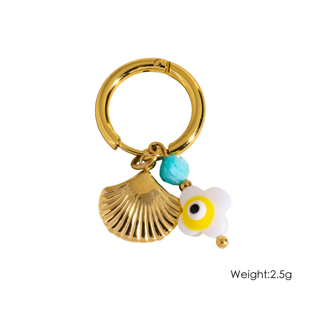 Boucles D'Oreilles Pendantes Étanches En Acier Inoxydable Doré, Motif Étoile De Mer, Collection Océan (1 Pièce) 