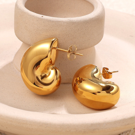 Boucles d'oreilles puces simples en acier inoxydable imperméable couleur or