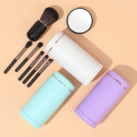 Ensemble de pinceaux de maquillage portables avec miroir pour femmes 2