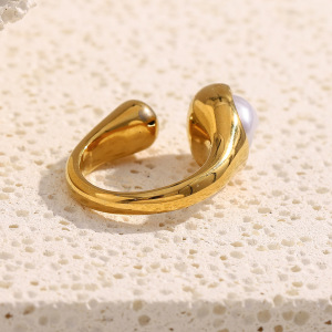 Bague De Luxe En Acier Inoxydable, Style Géométrique Simple, Étanche, 1 Pièce. h5 Image4