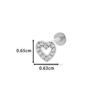 Boucles D'Oreilles Piercing Cœur En Acier Inoxydable Étanche Couleur Or Avec Zircon (1 Pièce) h5 Image2