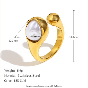 Bague De Luxe En Acier Inoxydable, Style Géométrique Simple, Étanche, 1 Pièce. h5 Image2