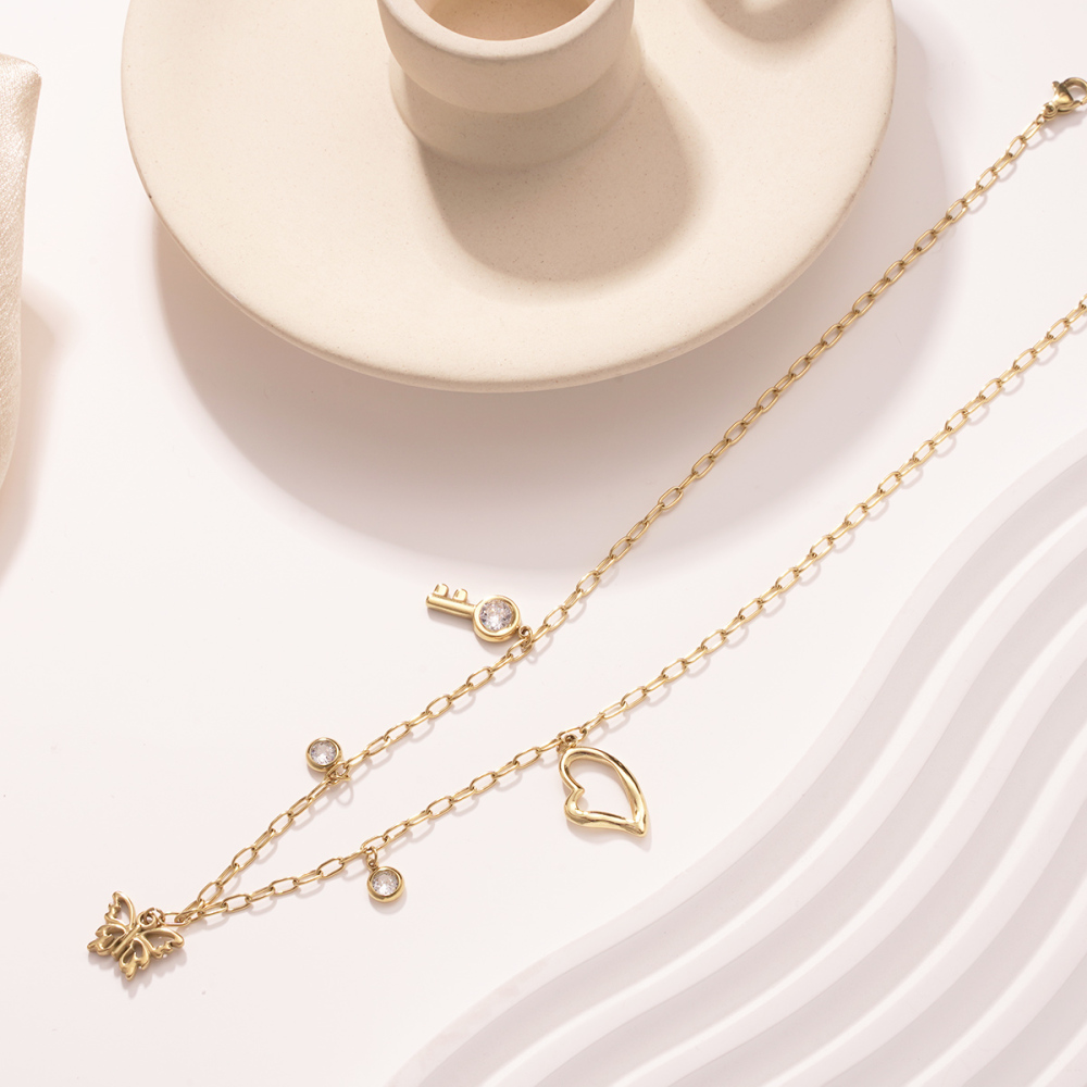Colliers Pendentifs Pour Femmes En Acier Inoxydable Doré, Brillant Et Étanche, Orné D'Un Papillon Image6