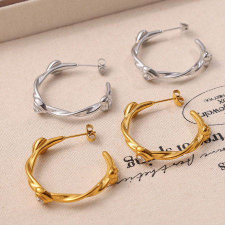 Boucles d'oreilles créoles en acier inoxydable doré, couleur cœur, étanches.