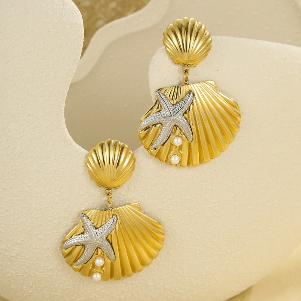 1 Paire De Boucles D'Oreilles Pendantes En Acier Inoxydable Pour Femme, Série Romantique, Motif Tortue Simple h5Image2