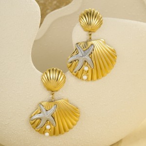 1 Paire De Boucles D'Oreilles Pendantes En Acier Inoxydable Pour Femme, Série Romantique, Motif Tortue Simple h5 Image2