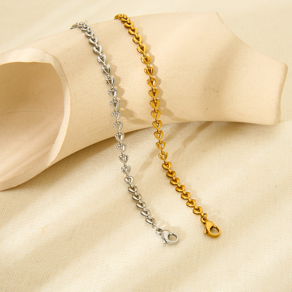 Bracelet Unisexe Simple Series Daily Heart En Acier Inoxydable Étanche Couleur Or Image2