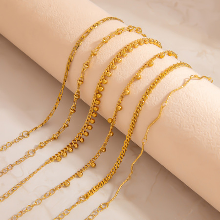 Bracelets à maillons étanches en acier inoxydable doré, collection Simple Series Daily DIY pour femmes 2