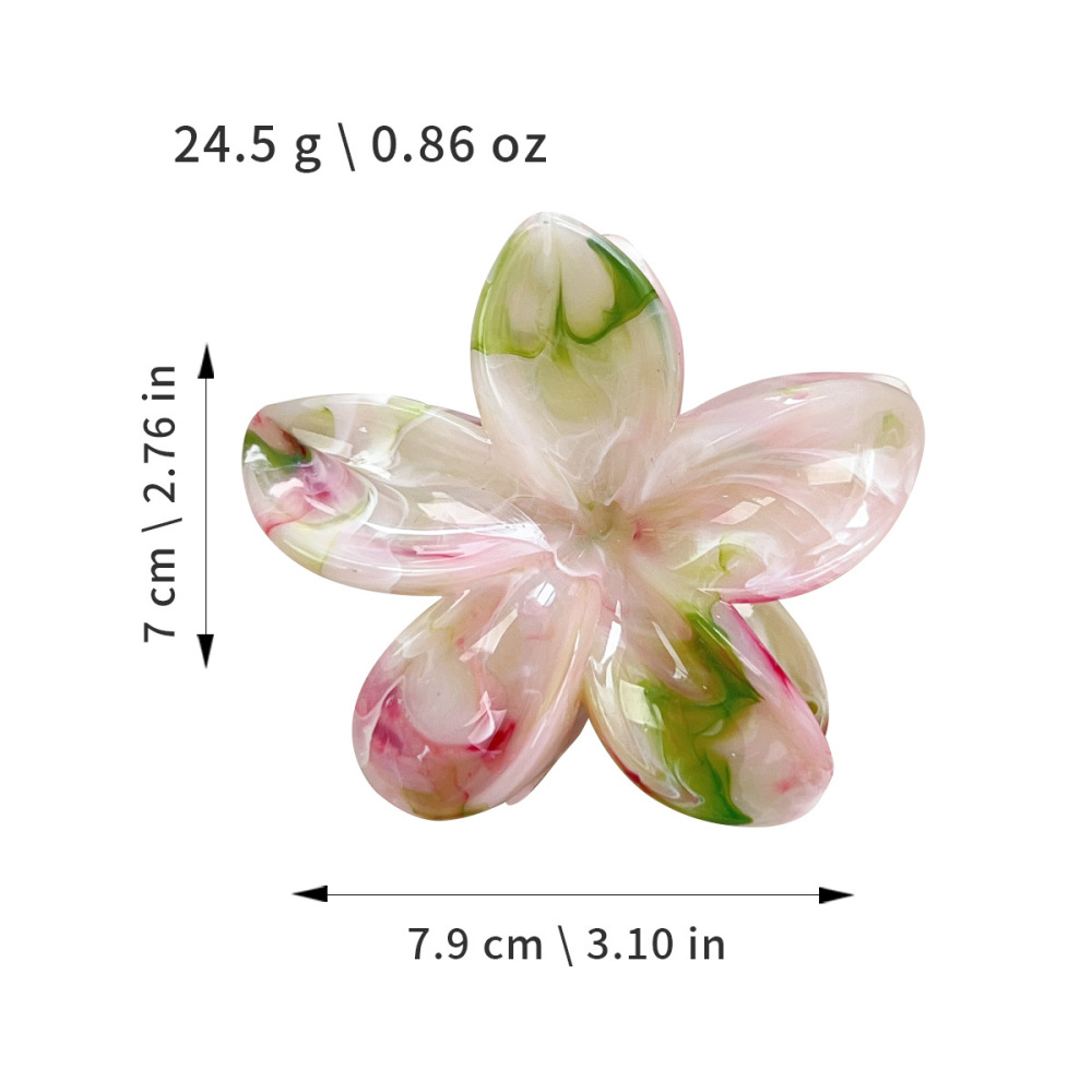 1 Paire De Pinces À Cheveux En Résine Pour Femme, Série Simple, Motif Fleur Douce Image5