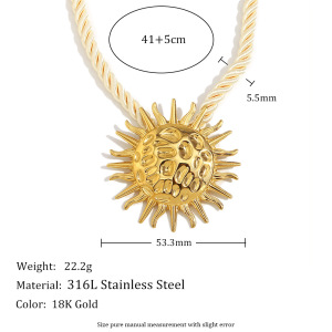 Colliers Pendentifs Étanches En Acier Inoxydable Pour Femmes, Motif Soleil De Vacances h5 