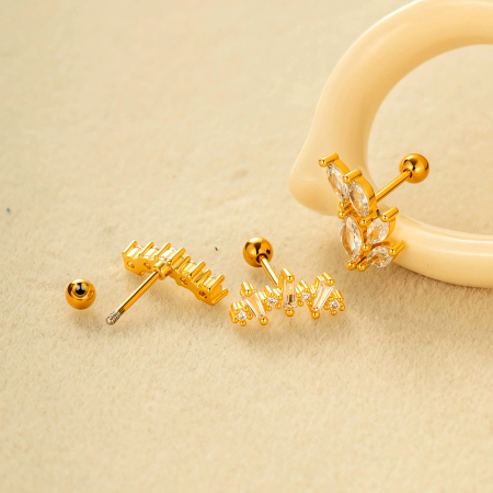 Boucles d'oreilles piercing étoile couleur cuivre or 1 pièce 2