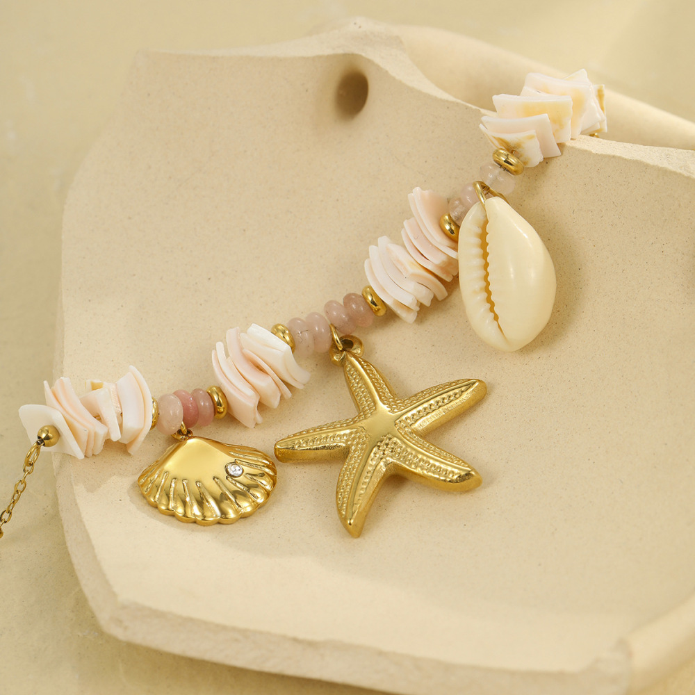 Colliers Pendentifs Pour Femmes, Design Créatif, Coquillage, Étoile De Mer, Couleur Or Image5
