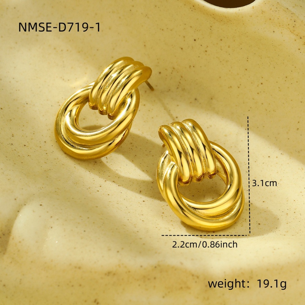 Boucles D'Oreilles Puces Élégantes Et Géométriques En Acier Inoxydable Doré, Étanches, Collection Simple Series, Pour Femme (1 Paire). 