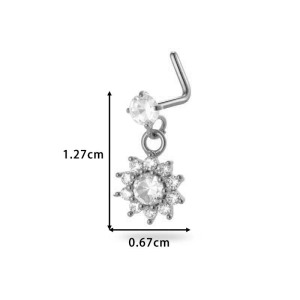 Piercing De Nez Pour Femme, Série Simple, Croix Simple, Cuivre, Couleur Or, Zircone h5 Image2